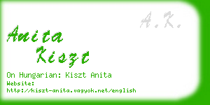 anita kiszt business card